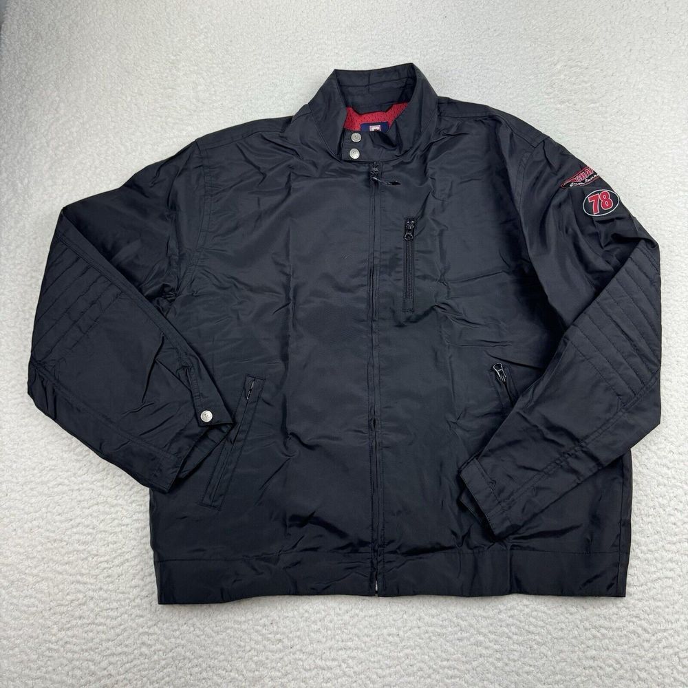 Chaps Ralph Lauren Racing Riding Jacket Black Nylon Lightweight Biker Padded EUC